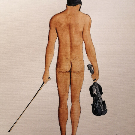 männlicher Akt mit Violine