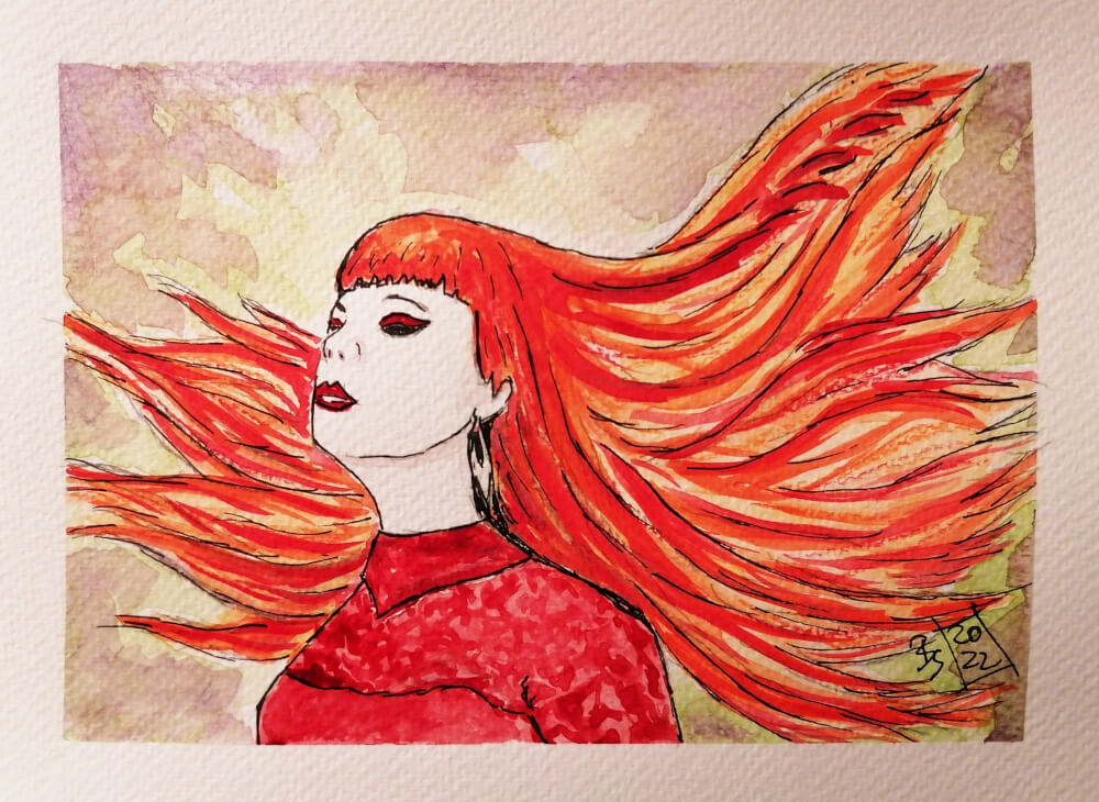 red hair - Aquarell